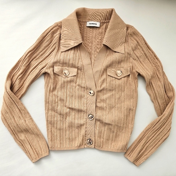 Sandro Cropped Cardigan, Size S - Picture 2 of 4